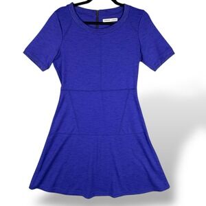 Athleta En Route Dress Womens Small Royal Blue Fit & Flare S/S‎ Stretch Travel